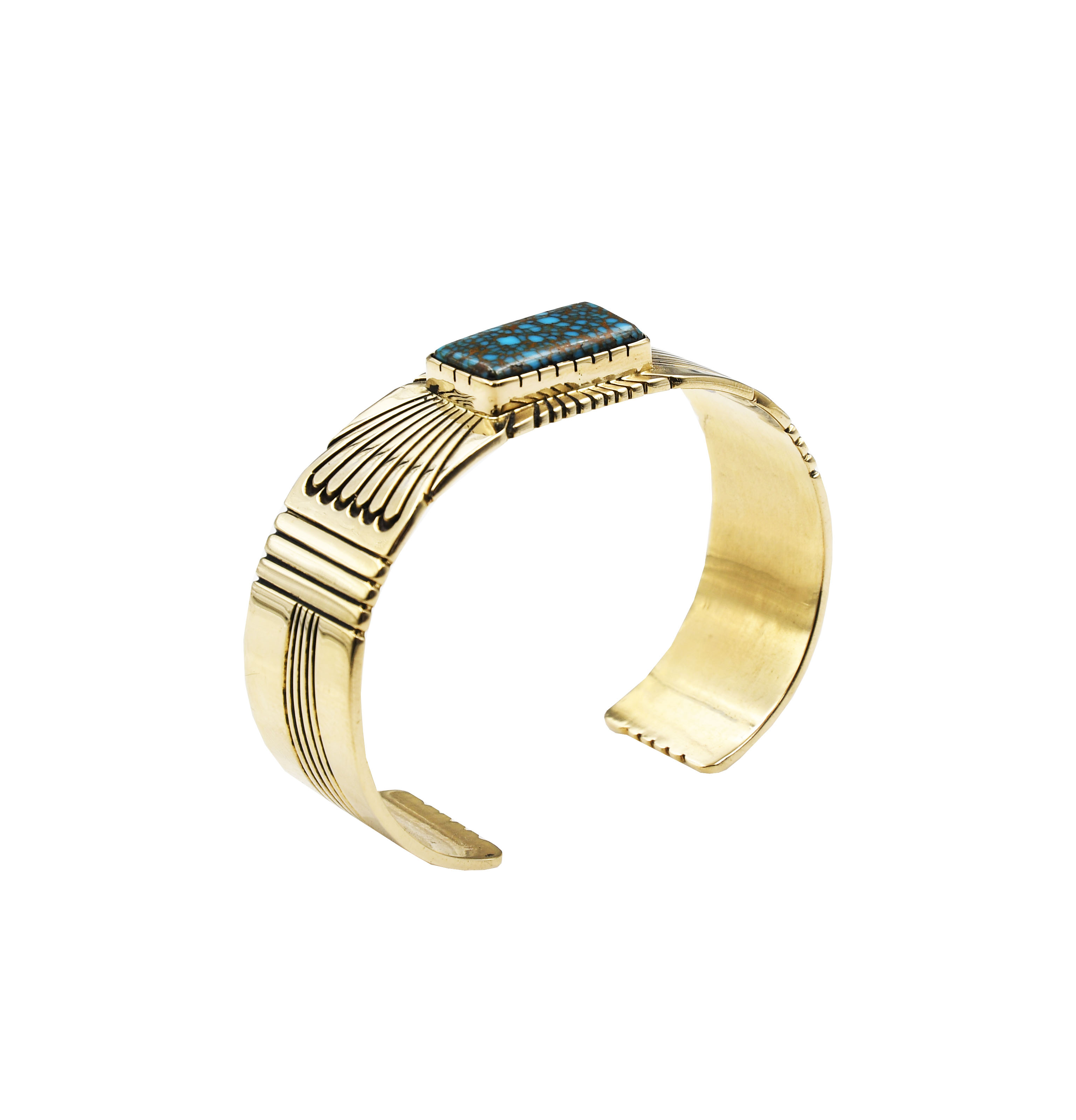 Tom Jim 14k Gold Turquoise Bracelet | Faust Gallery