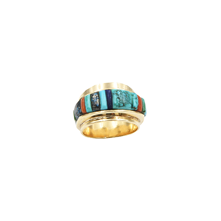 6 3/4 turquoise & gold ring