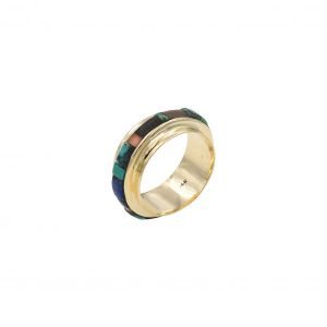 14k gold ring with stone inlays