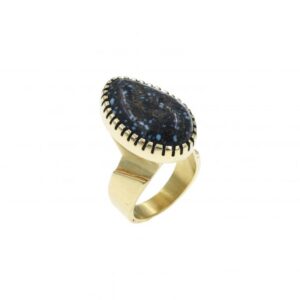 14k gold ring with lander stone inlay