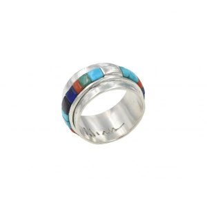 Sterling silver ring with stone inlays