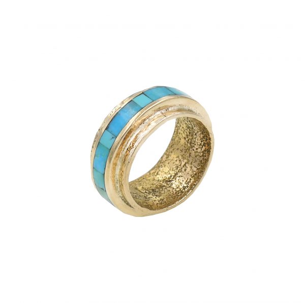 Gold & turquoise band ring