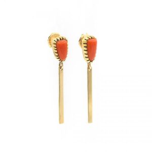 Gold Earrings with Coral inserts