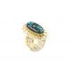 Sterling Silver and Gold Turquoise Ring by Dina Huntinghorse