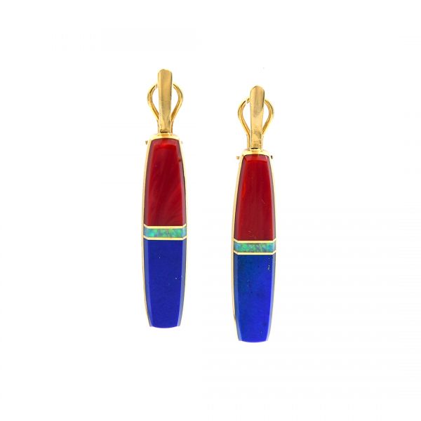 Gold Inlaid Earrings by Duane Maktima