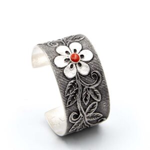 Sterling Silver Bracelet With Coral by Rebecca Begay