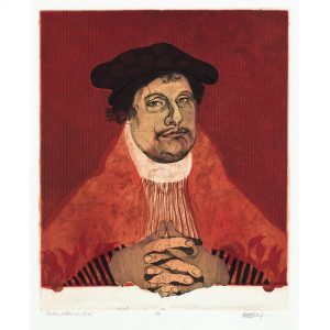 A print of Martin Luther in Red
