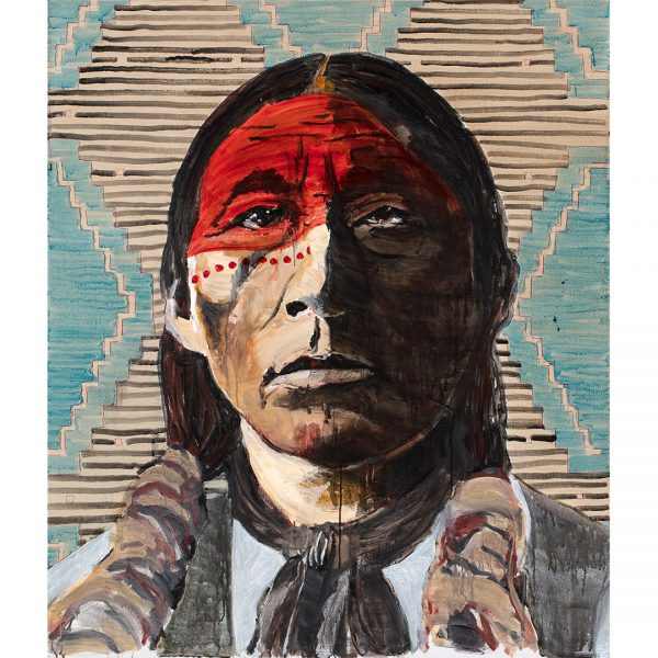 "War Paint" Painting on Linen by Tomas Lasansky Native American Paintings in Santa Fe