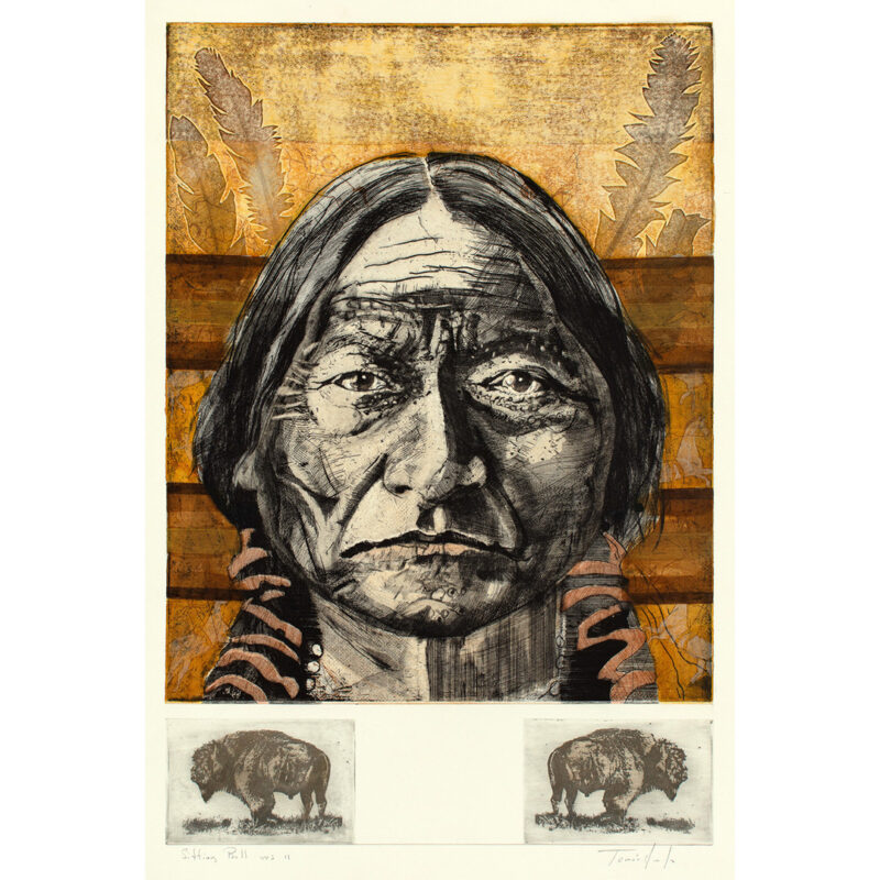 Tomás Lasansky "SITTING BULL", Color Intaglio - working state #11
