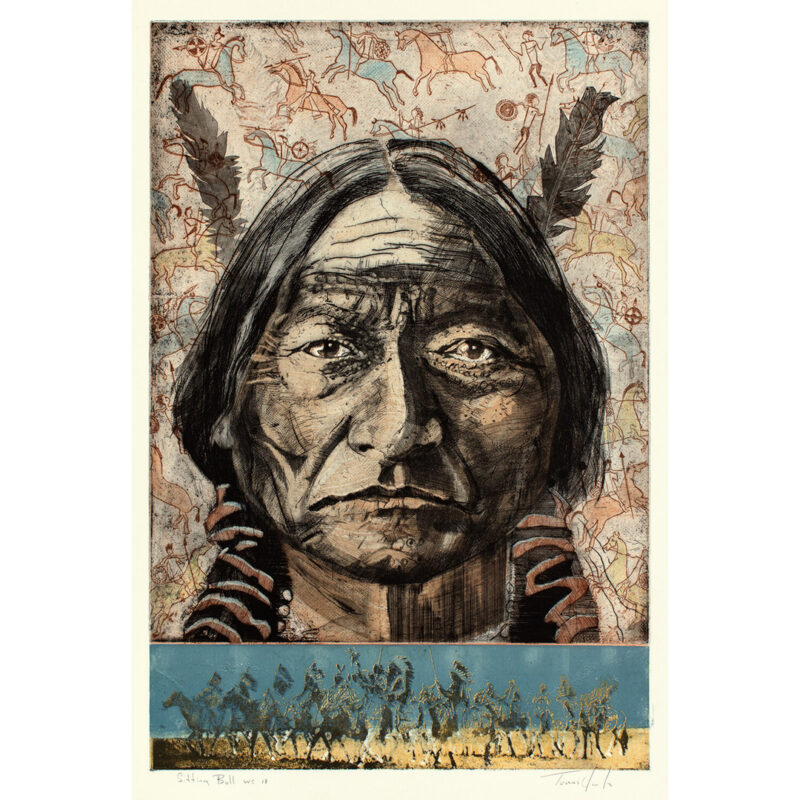 Tomás Lasansky "SITTING BULL", Color Intaglio - working state #18