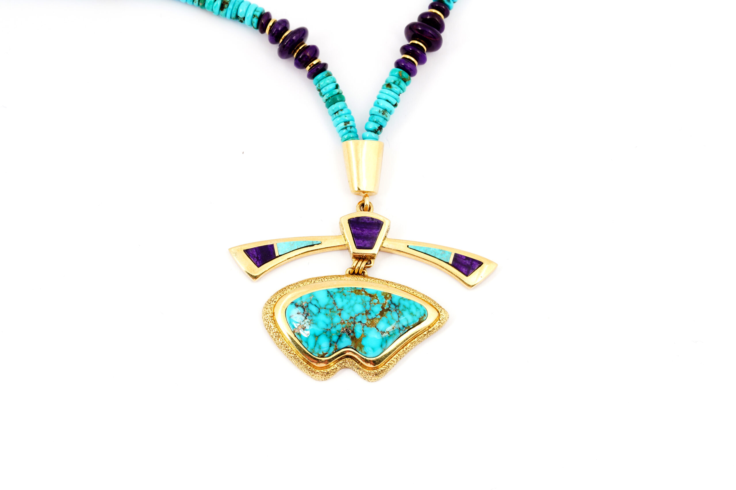 Don Supplee Beaded Necklace With Gold Bear Faust Gallery