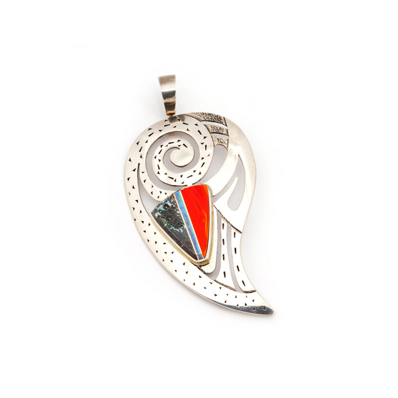 Duane Maktima Sterling Silver Pendant With Inlay