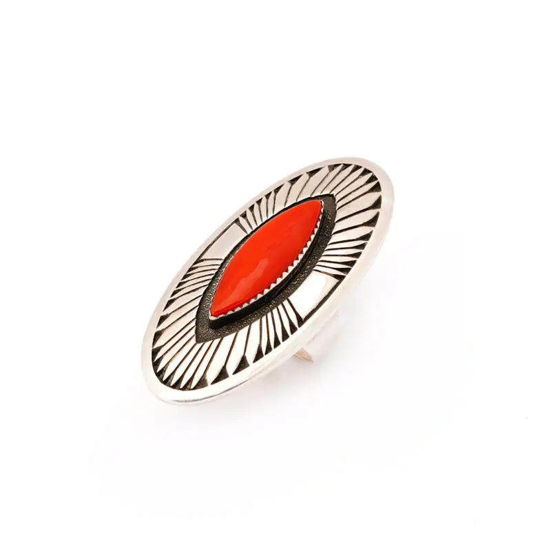 Kee Nez Sterling Silver Coral Ring