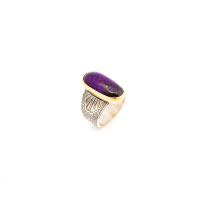 Tim Blueflint Sterling Silver Sugilite Gold Ring