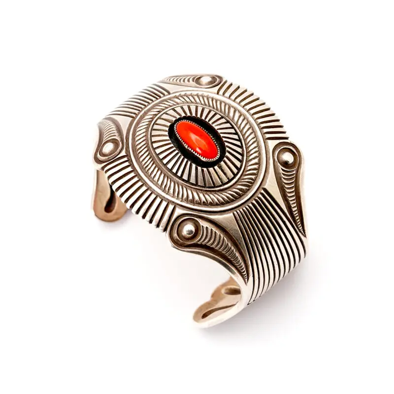 Calvin Martinez Sterling Silver Coral Bracelet