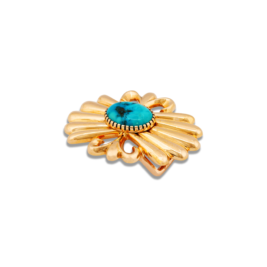 Larry Golsh 18K Turquoise Belt Buckle Faust Gallery