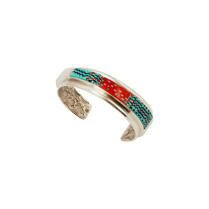 Carl and Irene Clark Inlaid Silver Bracelet