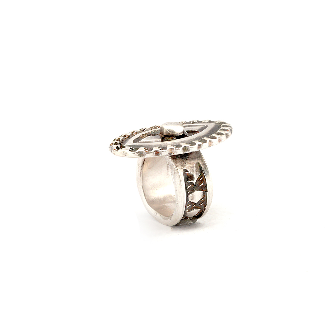 James Faks Sterling Silver Heavy Hammered Ring — view 2