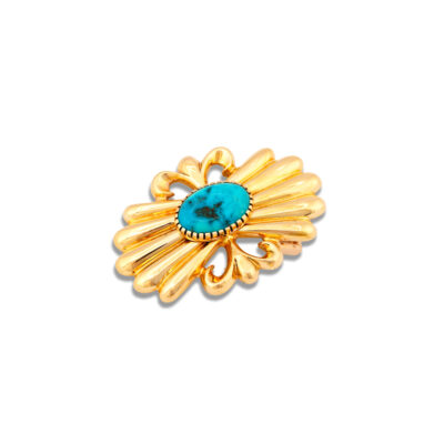 Larry Golsh 18K Turquoise Belt Buckle