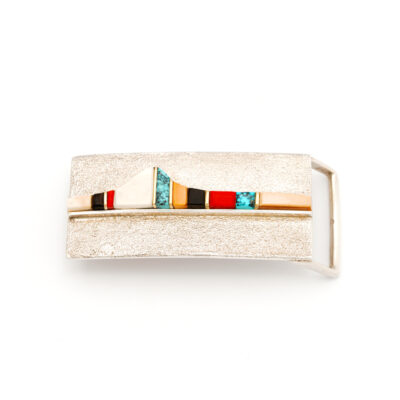 Sonwai (Verma Nequatewa) Landscape Inlaid Silver Buckle