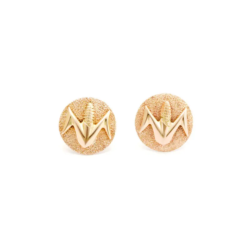 Harvey Begay 14K Gold Styalized Corn Earrings
