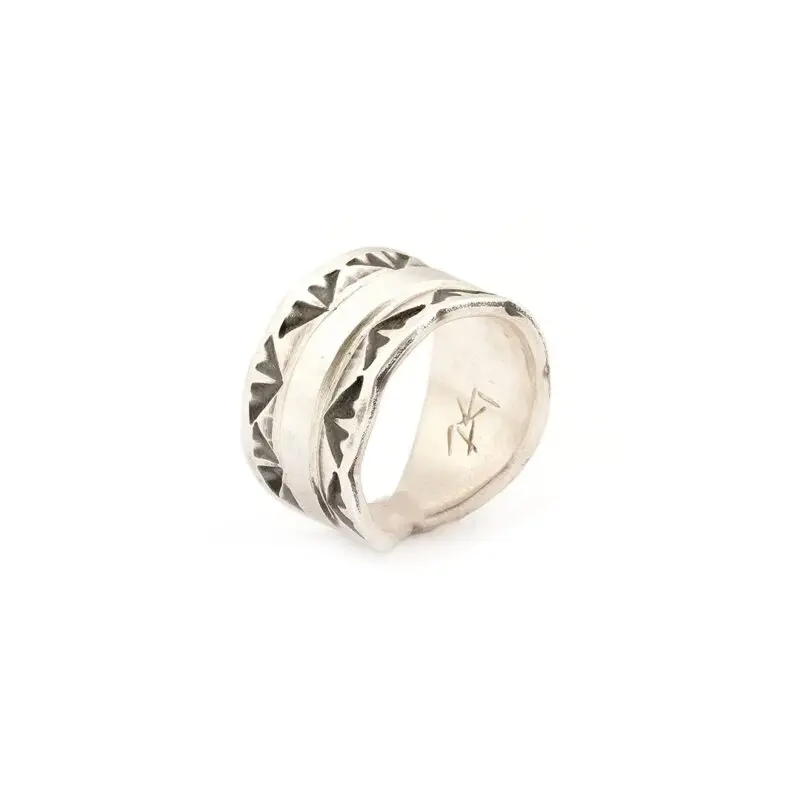 James Faks Sterling Silver Ring With Design