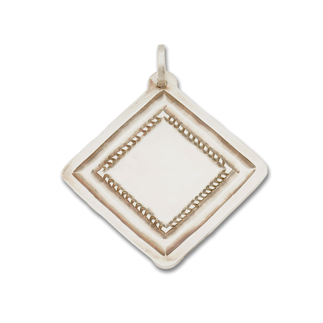 James Faks Sterling Silver Large Diamond Shaped Pendant — view 2
