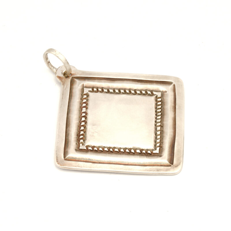 James Faks Sterling Silver Large Diamond Shaped Pendant