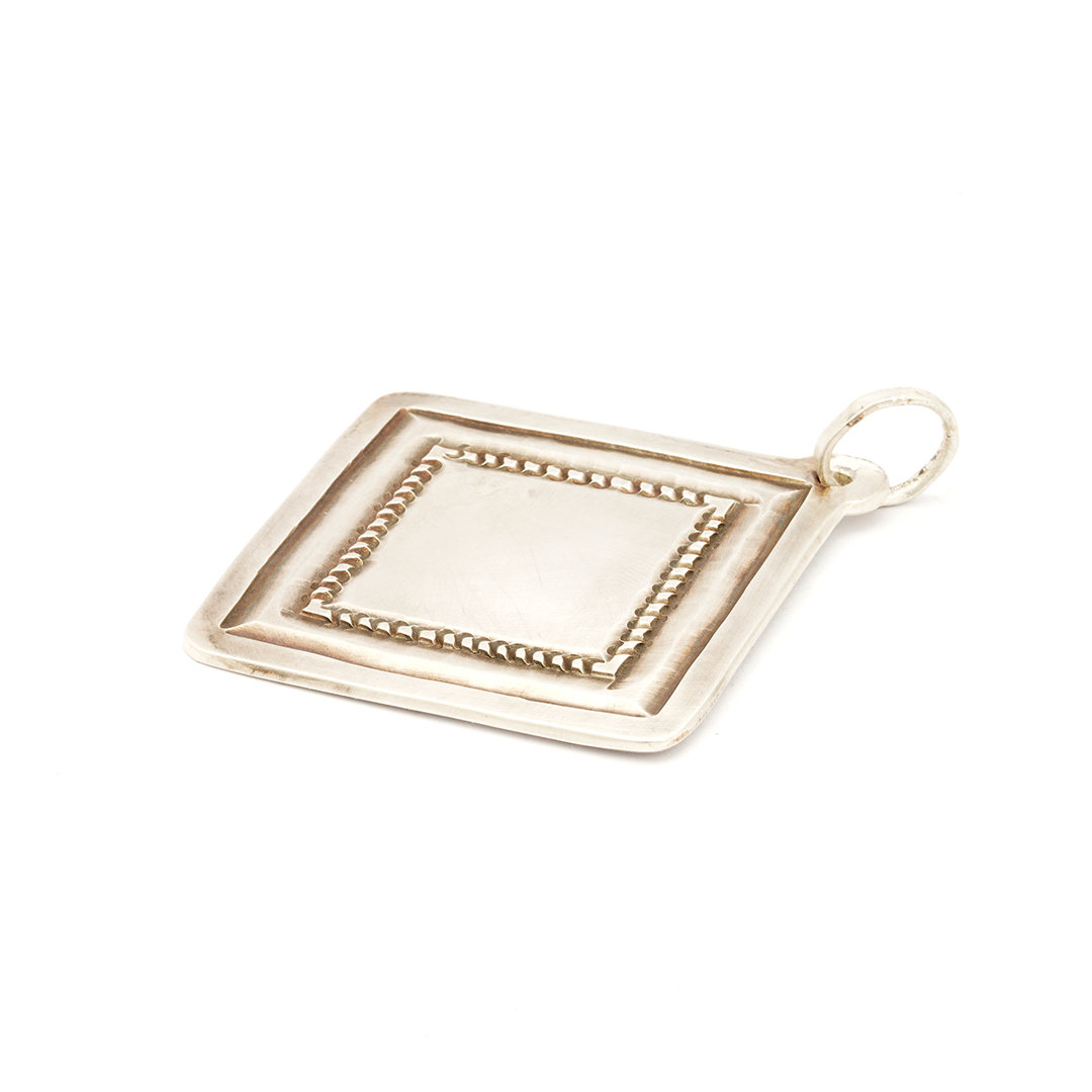 James Faks Sterling Silver Large Diamond Shaped Pendant — view 3