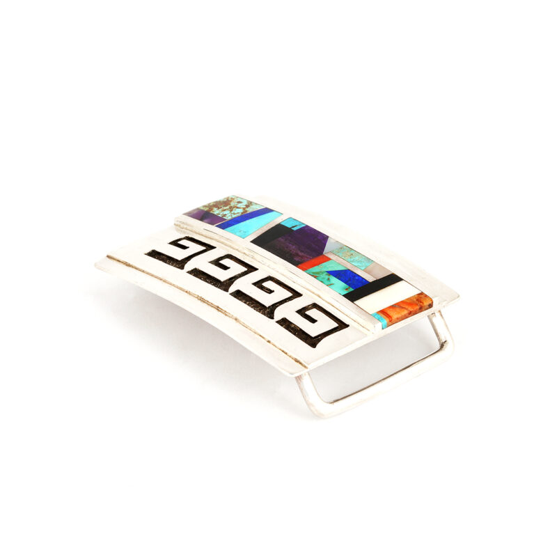 Vernon Begaye Sterling Silver Belt Buckle With Inlay
