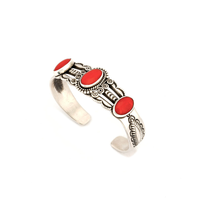 Quaid Shorty Sterling Silver Coral Bracelet