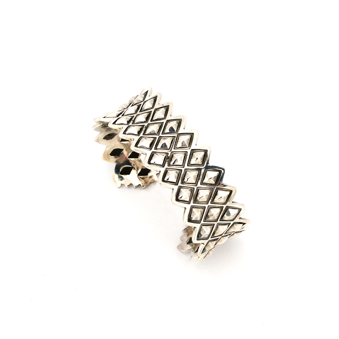 Redsun 3 Row Dragon Skinn Silver Cuff — view 2
