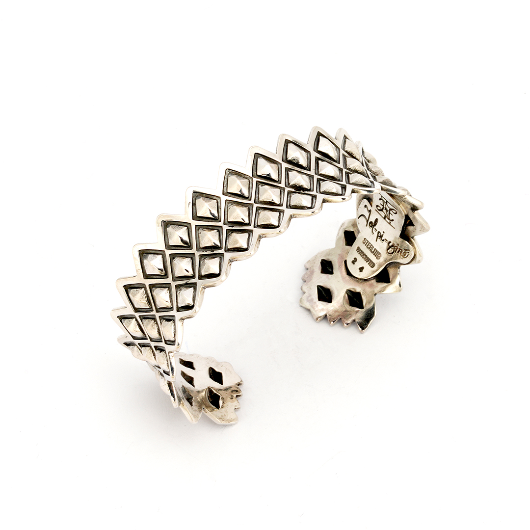 Redsun 3 Row Dragon Skinn Silver Cuff — view 3
