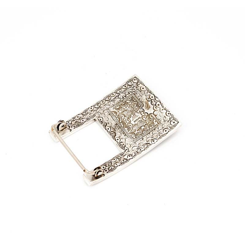 Clark, Carl & Irene Micro-Inlay Belt Buckle – Navajo Moon God & Stylized Yei — view 4