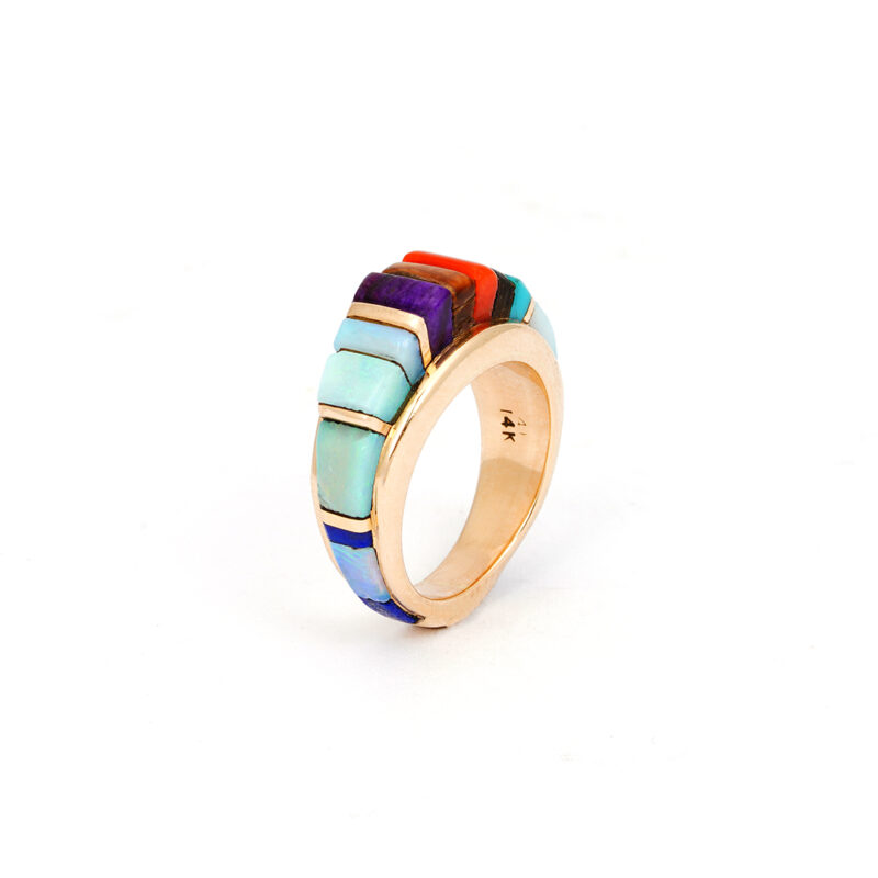 Sonwai (Nequatewa, Verma) 14k Gold Ring With Inlay