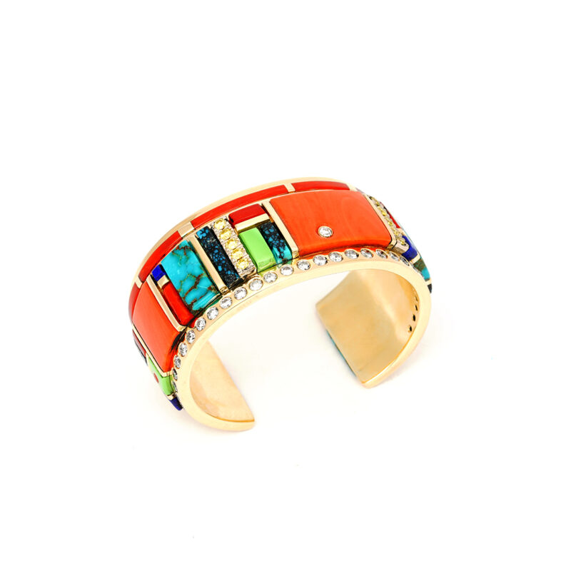 Monongya, Jesse 14K Gold Diamond Inlaid Bracelet