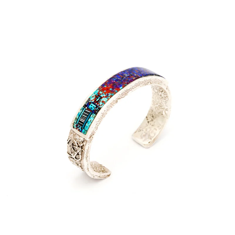 Clark, Carl and Irene Sterling Silver Micro-Fine Inlaid Bracelet