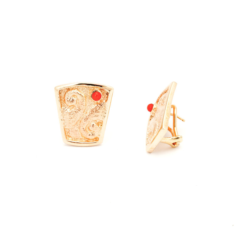 Harvey Begay 14K Gold Tufa Cast Earrings