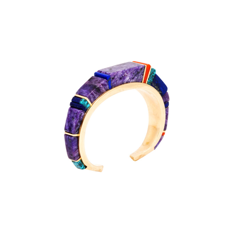 Charles Loloma 14K Gold Charoite Inlaid Bracelet