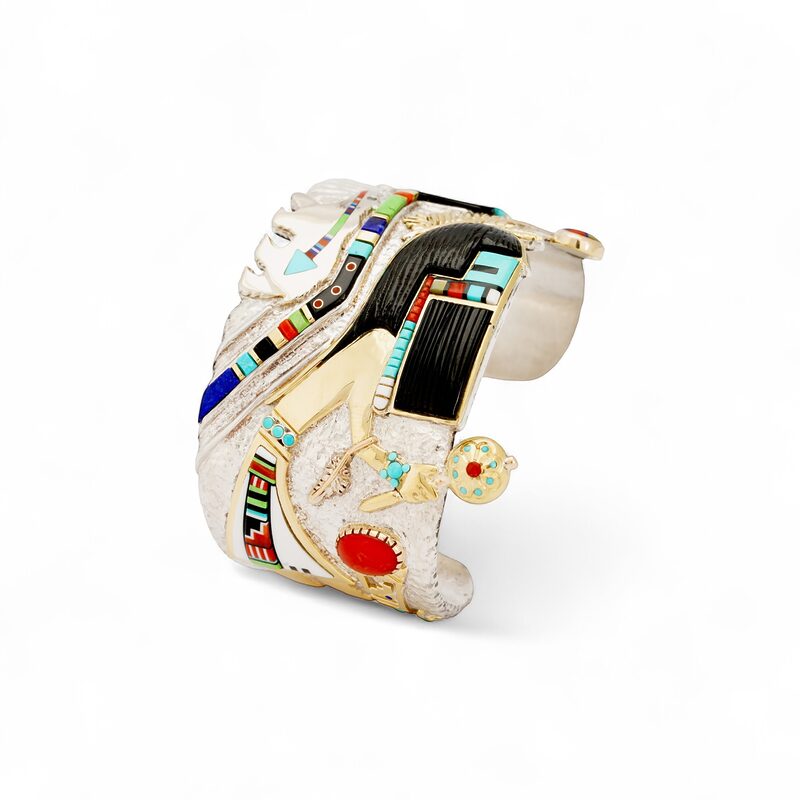 Monongye, Preston and Monongya, Jesse Long Hair Kachina Inlaid Bracelet