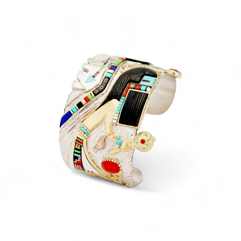Monongye, Preston and Monongya, Jesse Long Hair Kachina Inlaid Bracelet