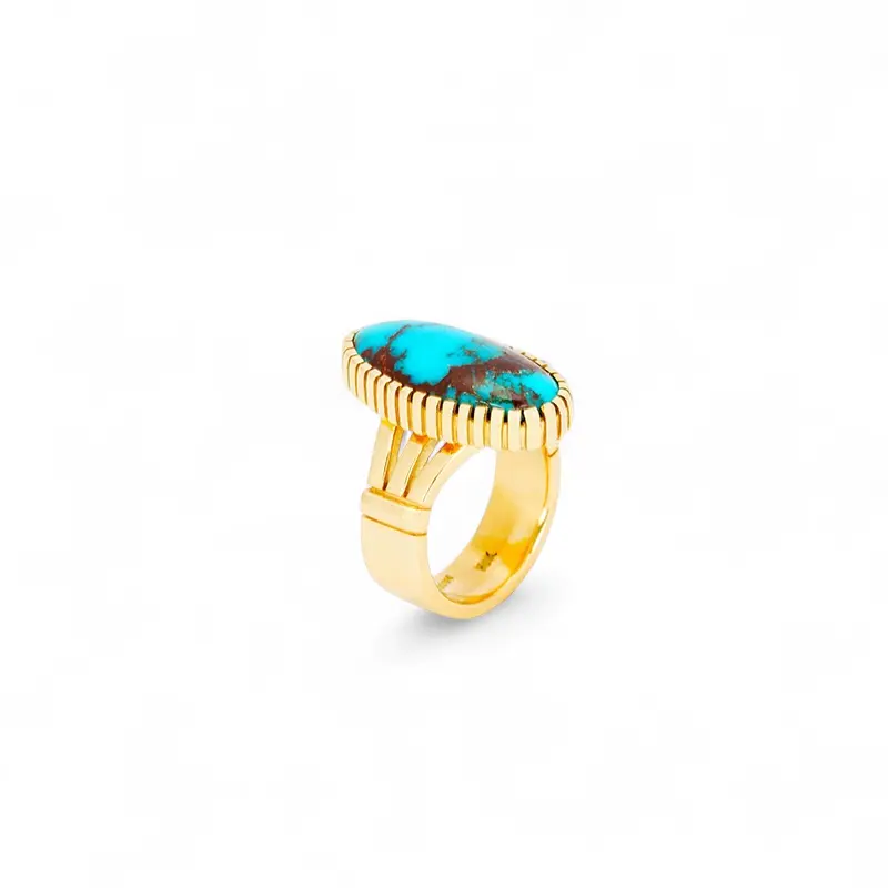 Agoodie, Craig 18K Gold Ring With Bisbee Turquoise