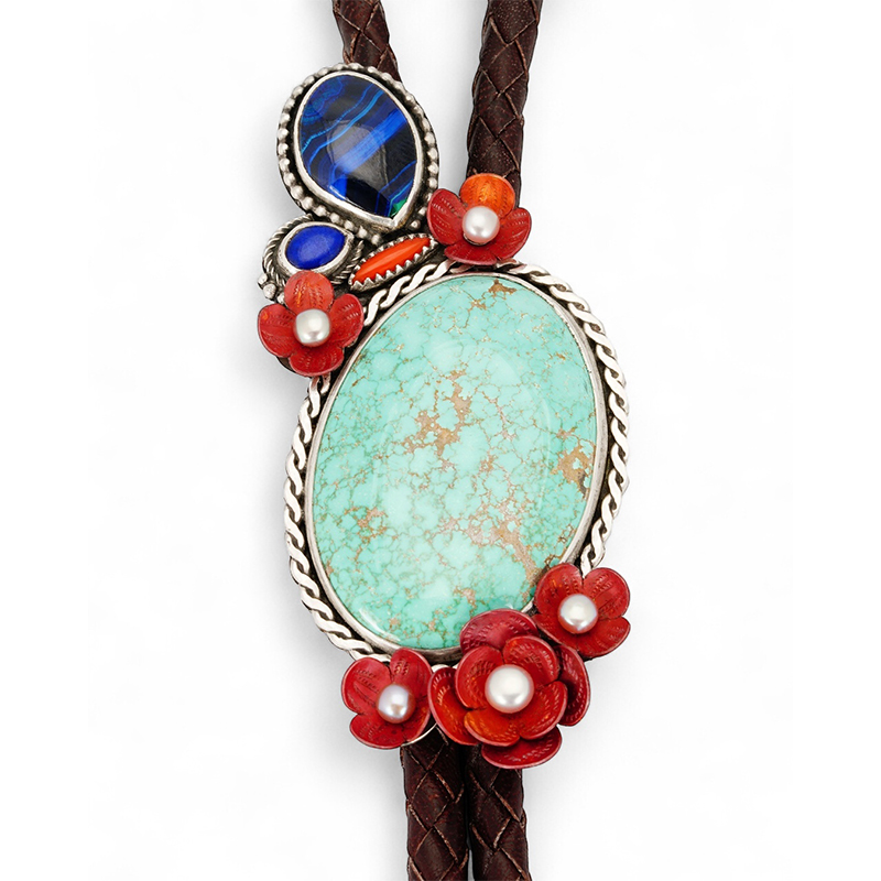 Wallace, Liz Sterling Silver Floral Bolo Tie