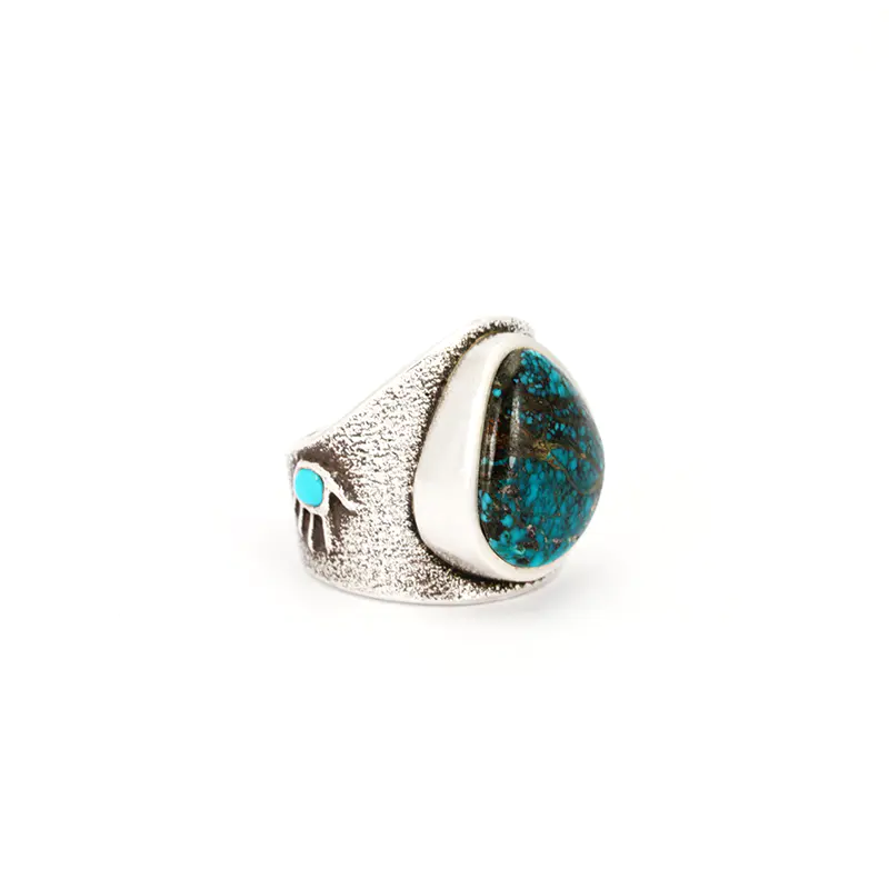 Begay, Robert Sterling Silver Tufa Cast Turquoise Ring