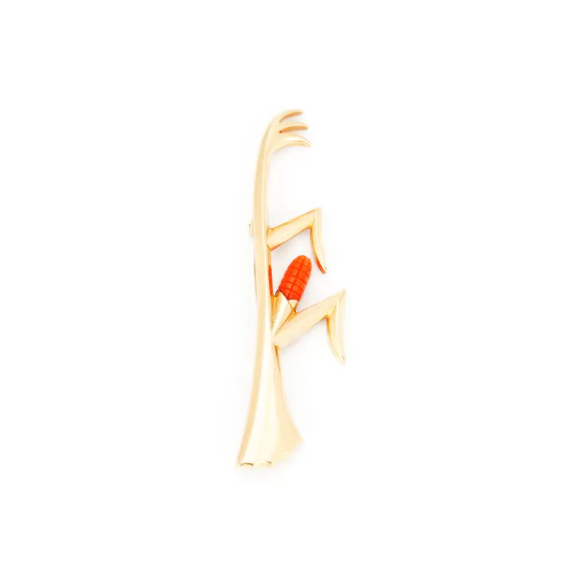 Begay, Harvey 14K Gold Pin Hand Carved Coral Corn