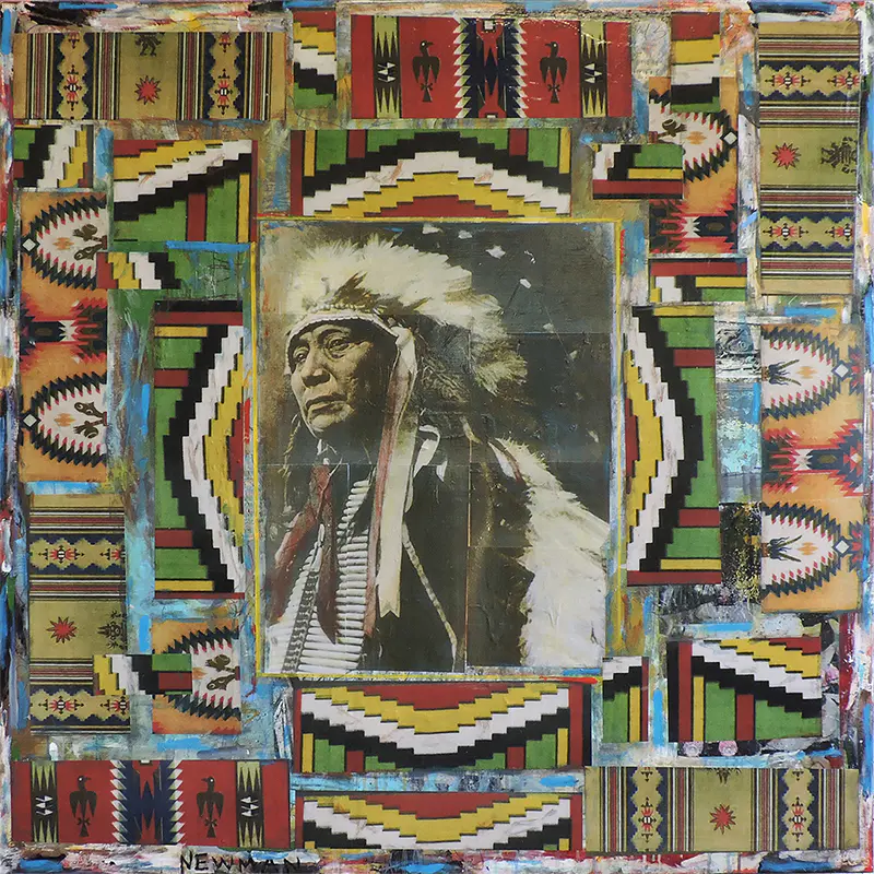 Newman, Dave "Chief & Blankets" Mixed Media Painting