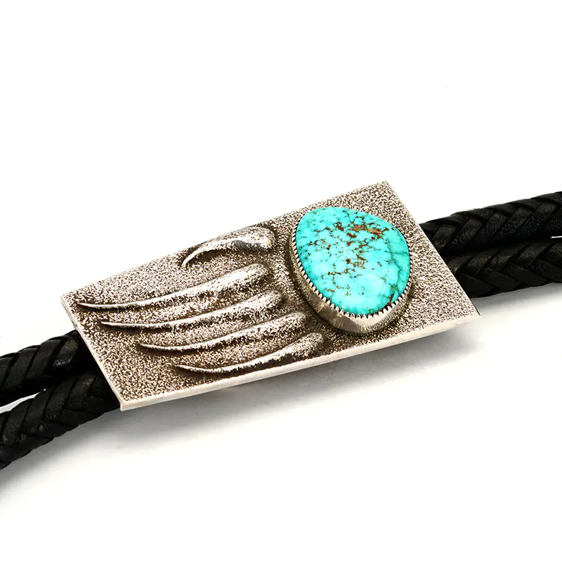 Horse, Michael Sterling Silver Bear Claw Turquoise Bolo Tie