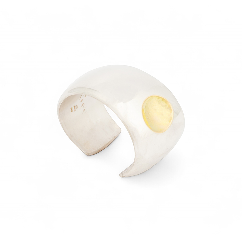 Rawdin, Kim Sterling And Fine Silver Bracelet With Concave 18K Gold