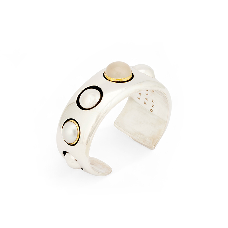 Rawdin, Kim Sterling and Fine Silver Bacelet With 22K and Moonstone