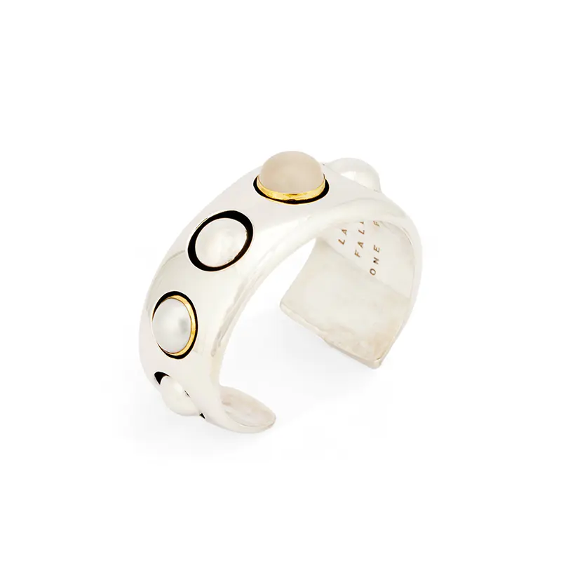 Rawdin, Kim Sterling and Fine Silver Bacelet With 22K and Moonstone